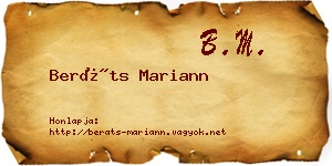 Beráts Mariann névjegykártya